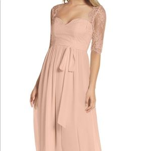 Lulus sweetheart chiffon gown blush size large